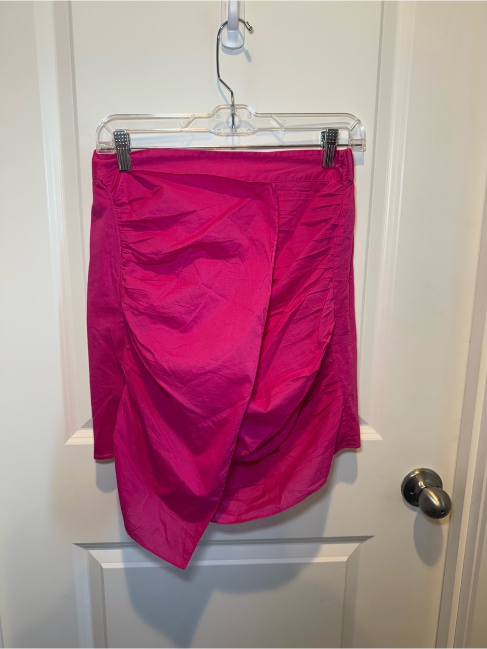 RHODE Hot Pink Ruched Mini Skirt with Side Drape - Picture 2 of 5